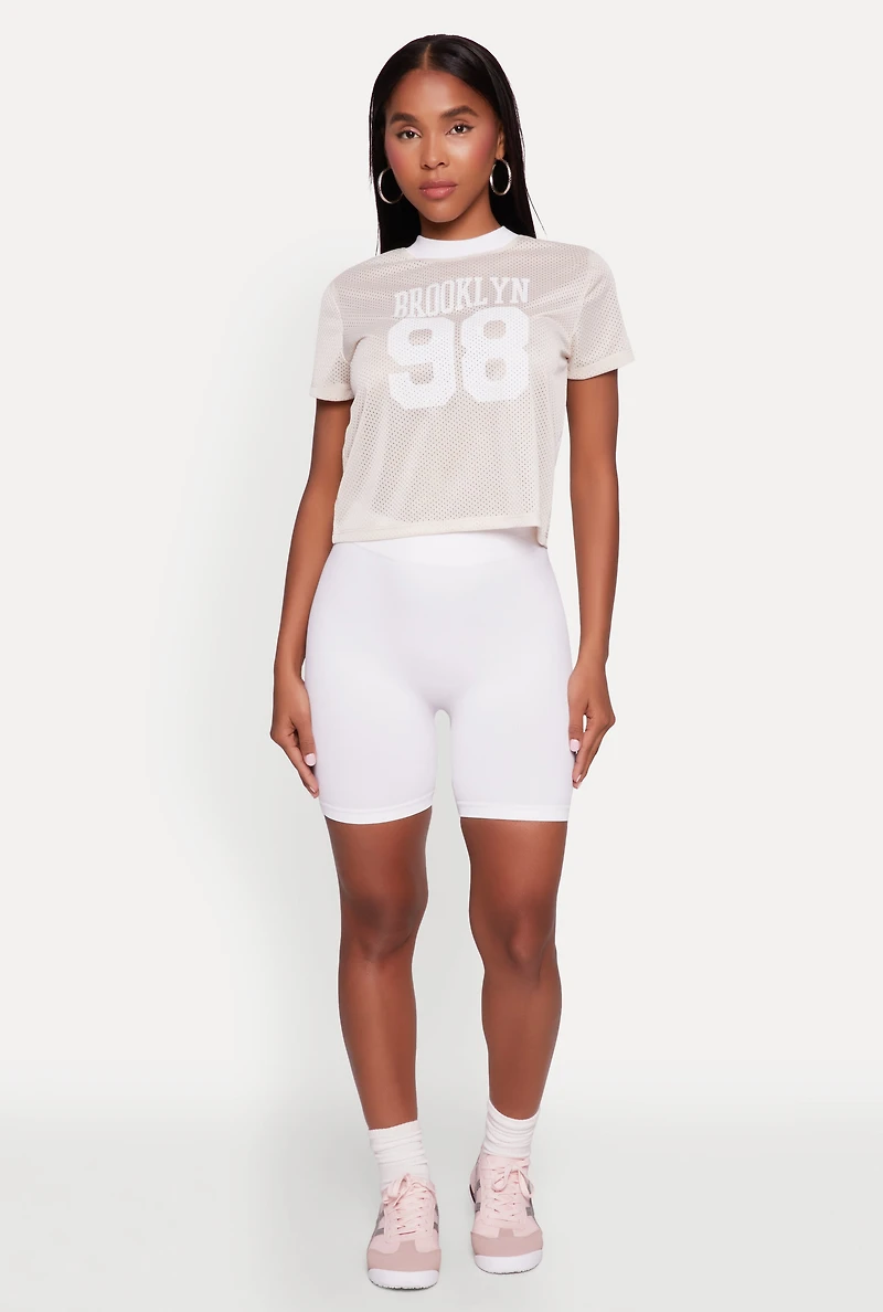 Womens Graphic Jersey Top, Beige, Size S