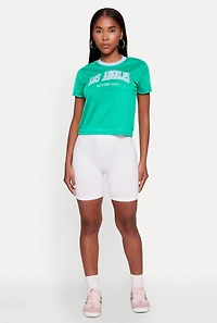Womens Graphic Jersey Top, Green, Size S