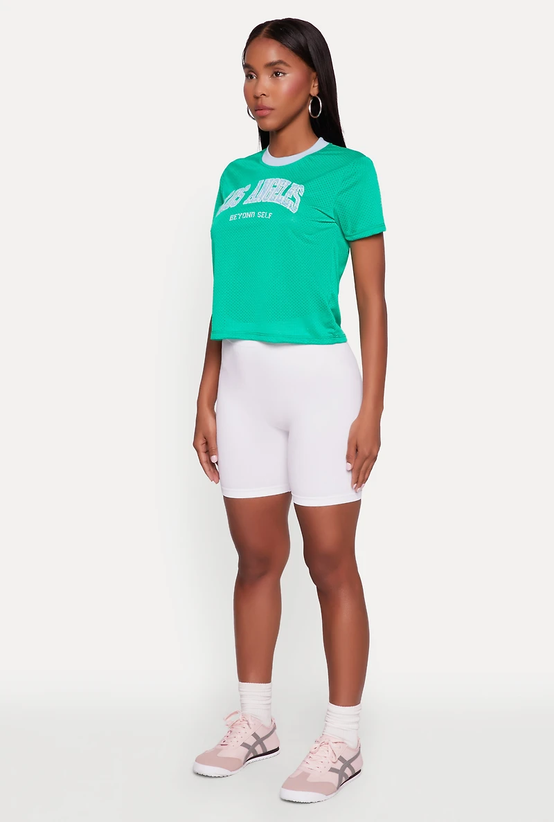 Womens Graphic Jersey Top, Green, Size S