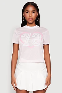 Womens Graphic Jersey Top, Pink,