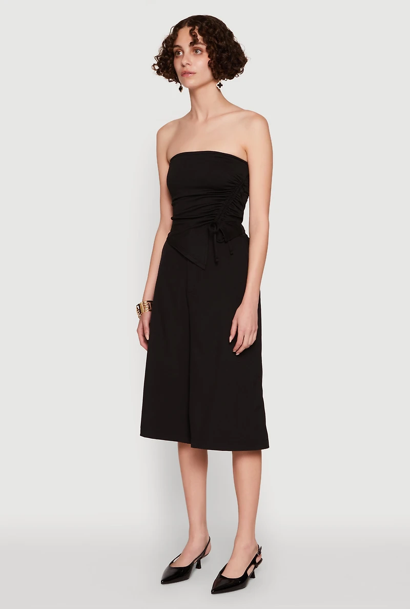 Chic Tube Top with Ruching and Asymmetrical Design