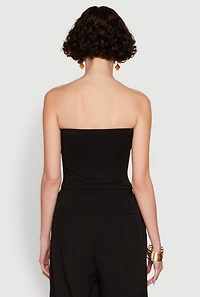 Womens Chic Tube Top with Ruching and Asymmetrical Design, Black, Size M