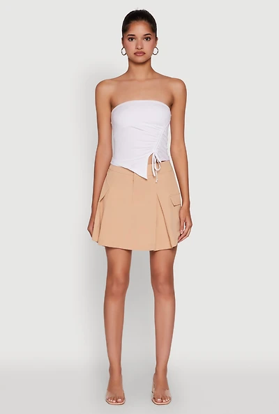 Chic Tube Top with Ruching and Asymmetrical Design