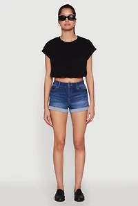 Womens Bubble Hem Cropped Tee, S