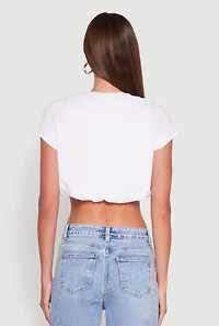 Womens Bubble Hem Cropped Tee, White,