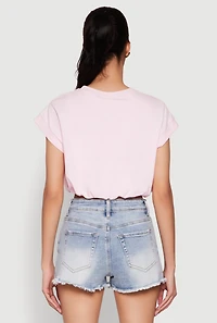 Womens Bubble Hem Cropped Tee, Pink, Size M