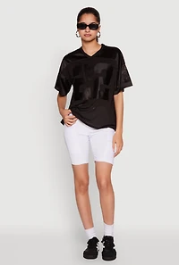 Womens Satin Football Jersey, Black,