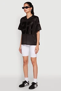 Womens Satin Football Jersey, Black,