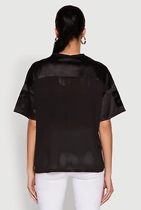 Womens Satin Football Jersey, Black,