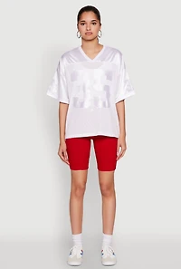 Womens Satin Football Jersey, White, Size L
