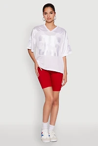 Womens Satin Football Jersey, White, Size L
