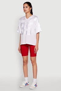 Womens Satin Football Jersey, White, Size M