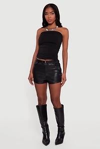 Solid Cropped Ruched Side Tube Top