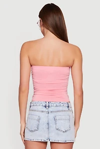 Solid Cropped Ruched Side Tube Top