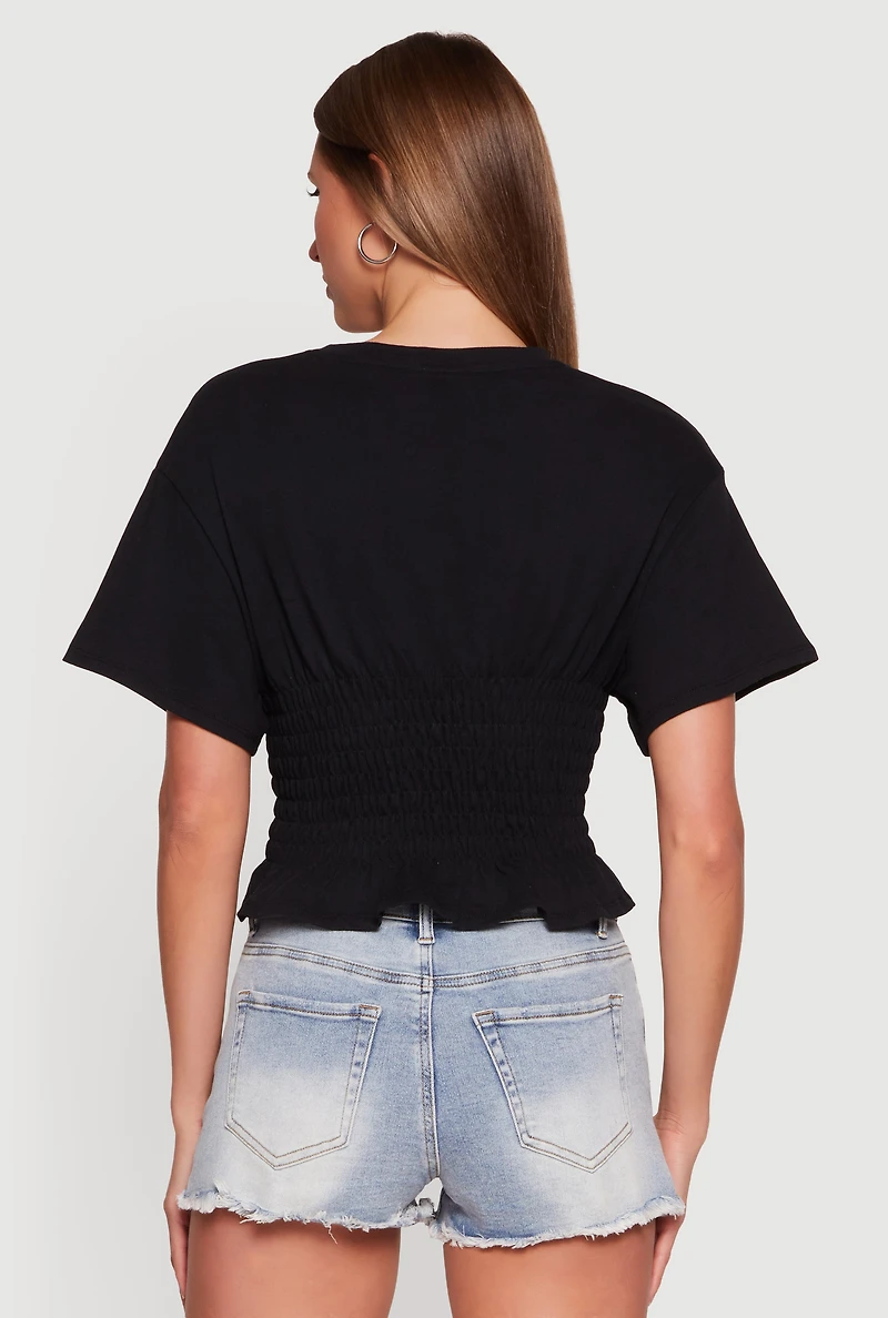 Smocked Waist Dolman Sleeve Top