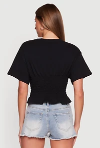 Smocked Waist Dolman Sleeve Top