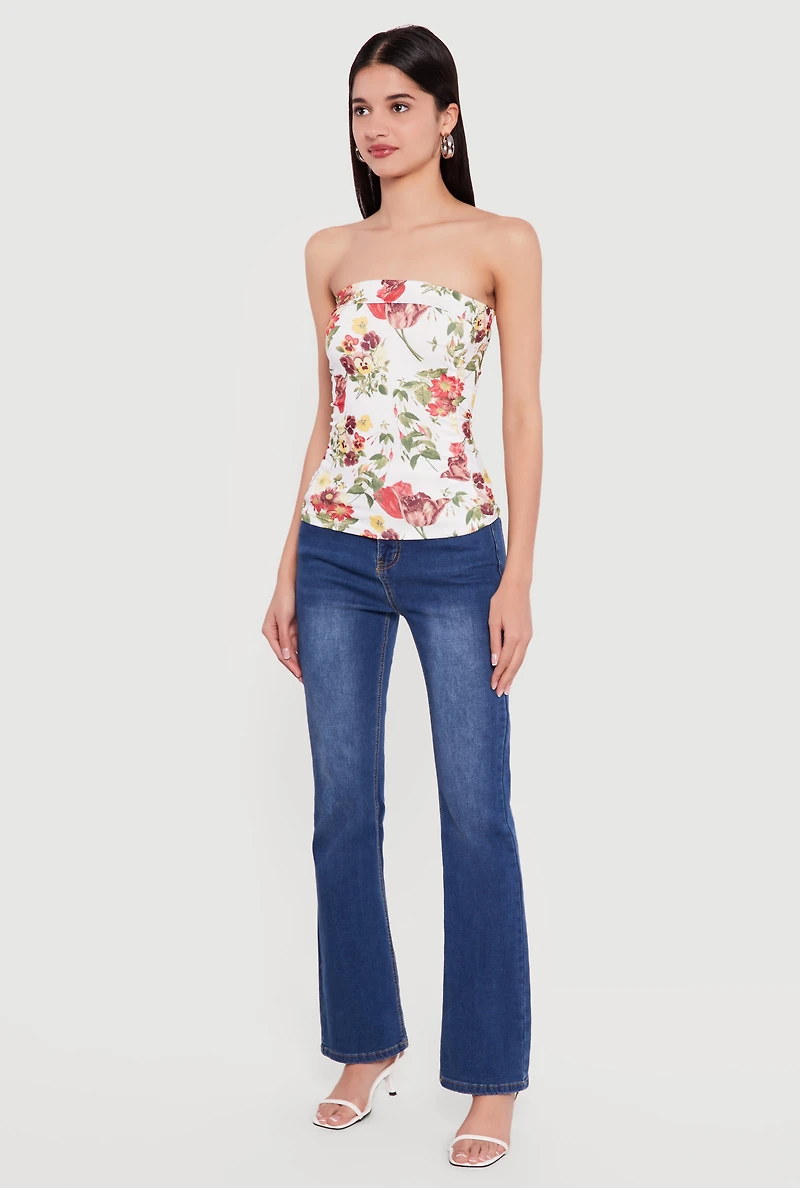 Patterned Ruched Side Tube Top