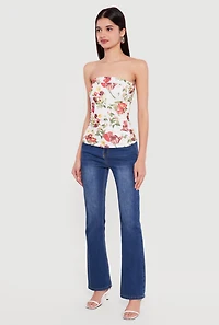 Patterned Ruched Side Tube Top