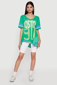 Oversized Patchwork Graphic Mesh Jersey