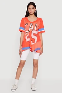 Oversized Patchwork Graphic Mesh Jersey