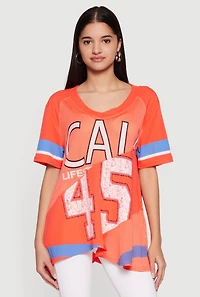 Oversized Patchwork Graphic Mesh Jersey