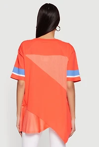Oversized Patchwork Graphic Mesh Jersey