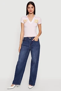 Embroidered 22 Graphic Short Sleeve Polo Top