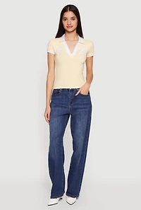 Embroidered 22 Graphic Short Sleeve Polo Top