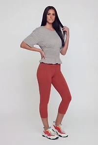 Striped Smocked Waist Peplum Top