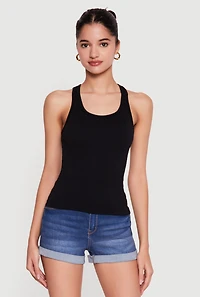 Seamless Rib Knit Scoop Neck Racerback Tank Top