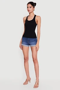 Seamless Rib Knit Scoop Neck Racerback Tank Top