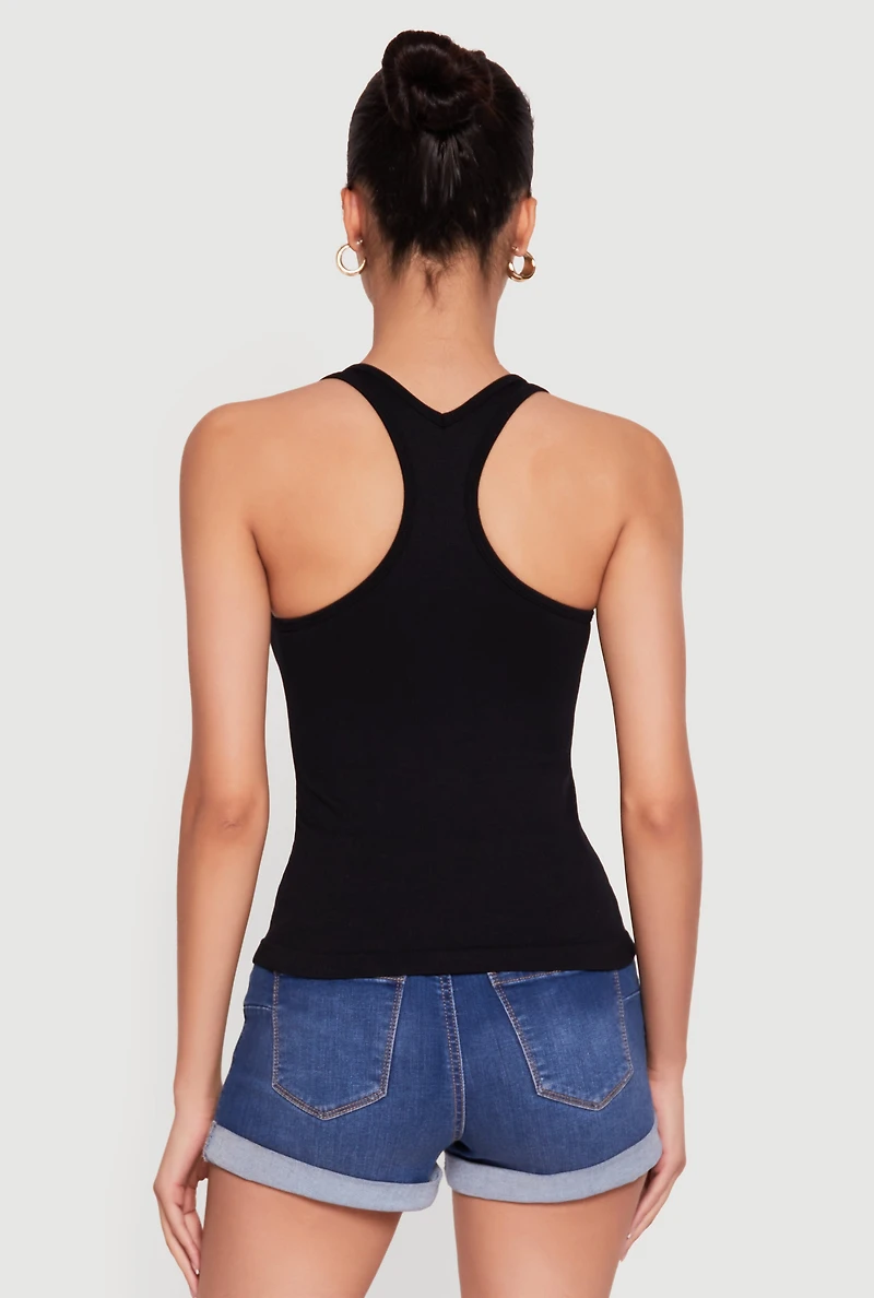 Seamless Rib Knit Scoop Neck Racerback Tank Top
