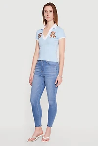 Contrast Trim Patch Graphic Polo Top