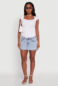Ruched Side Cap Sleeve Crop Top