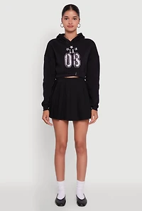 Womens Fleece Graphic Cropped Pullover Hoodie,