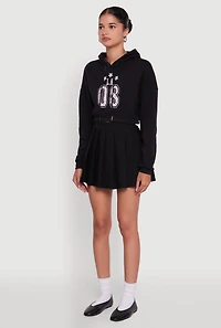 Womens Fleece Graphic Cropped Pullover Hoodie,
