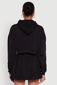 Womens Fleece Graphic Cropped Pullover Hoodie,