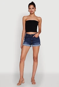 Womens Trendy Greek Key Rib Knit Cropped Tube Top,