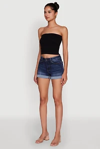 Trendy Greek Key Rib Knit Cropped Tube Top