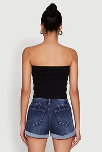 Womens Trendy Greek Key Rib Knit Cropped Tube Top,