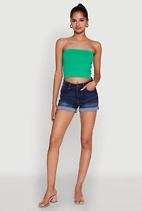 Womens Trendy Greek Key Rib Knit Cropped Tube Top,