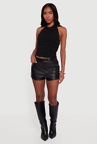 Cowl Neck Ruched Side Halter Top