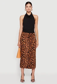 Womens Cowl Neck Ruched Side Halter Top,