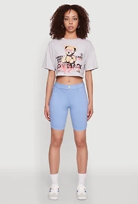 Womens Comeback Bear Graphic Cropped Tee, Grey, Size L