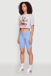 Womens Comeback Bear Graphic Cropped Tee, Grey, Size L