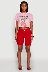 Womens Bowtifully Unique Boxy Cropped Graphic Tee, Pink,