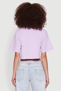 Womens Bear Graphic Cropped Tee, Purple, Size L