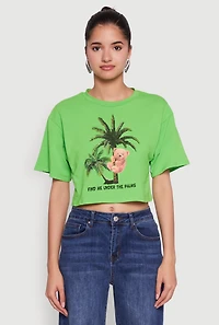 Womens Find Me Under The Palms Graphic Cropped T Shirt,