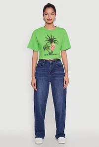 Womens Find Me Under The Palms Graphic Cropped T Shirt,