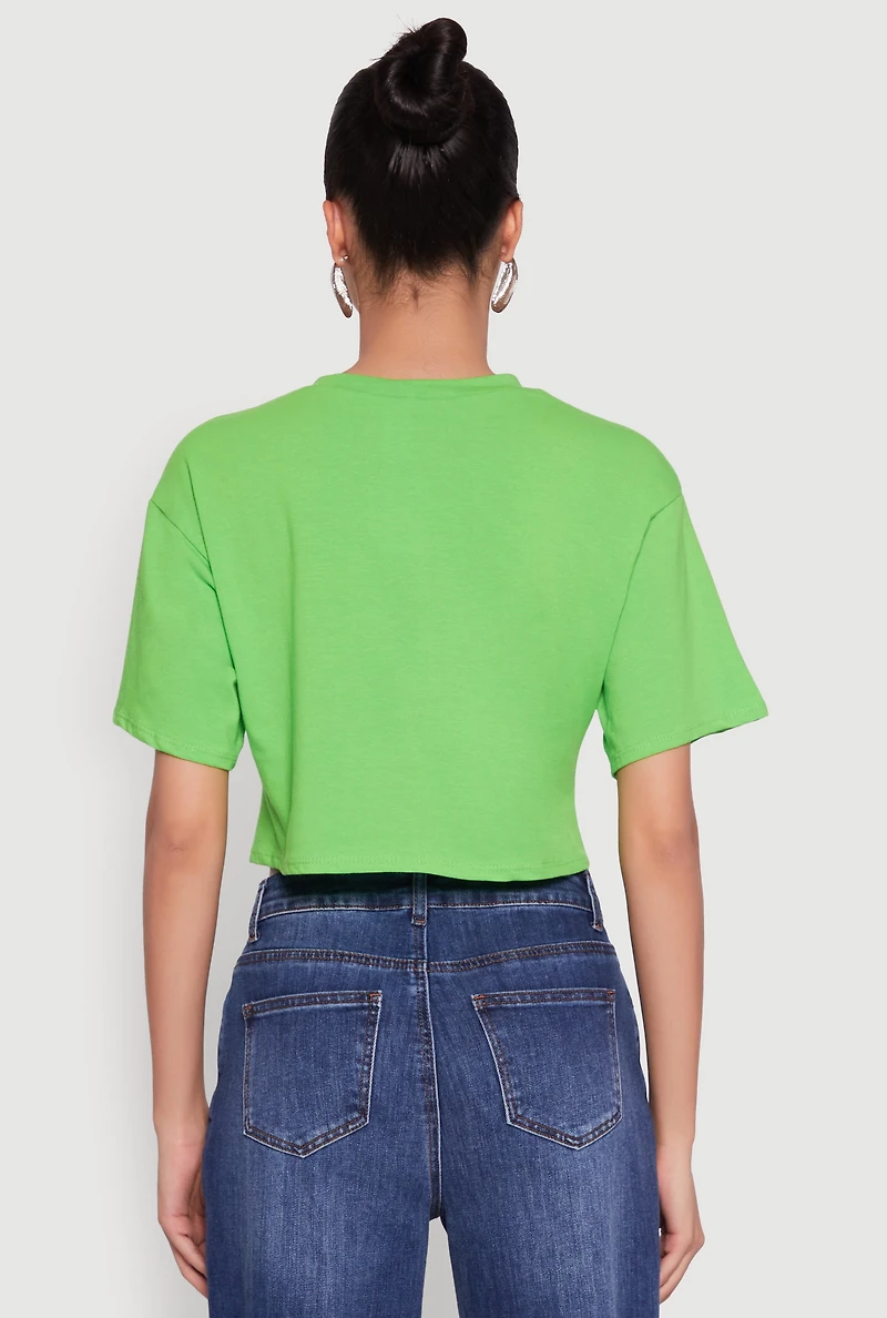 Womens Find Me Under The Palms Graphic Cropped T Shirt,